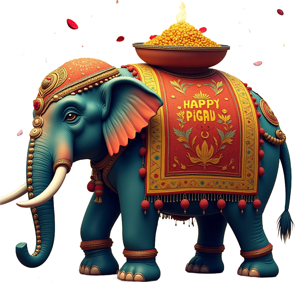 Happy Pongal Celebration with a Decorated Elephant